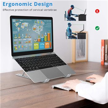 Techsuit - Support pour ordinateur portable - Pliable, Ajustable - Argent