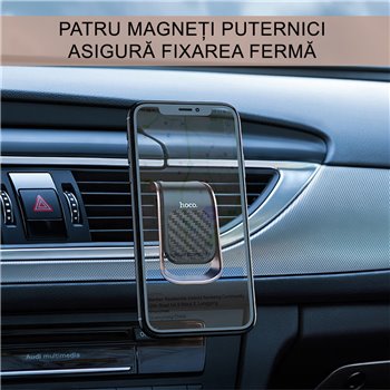 Hoco - Car Holder Universe (CA74) - Poignée Magnétique pour Grille d'Aération - Noir / Argent