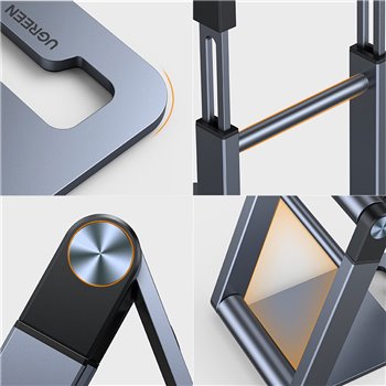 Ugreen - Support de bureau (50324) - Fonction de pliage, en alliage d'aluminium, coussinets en silicone, pour téléphone - Gris