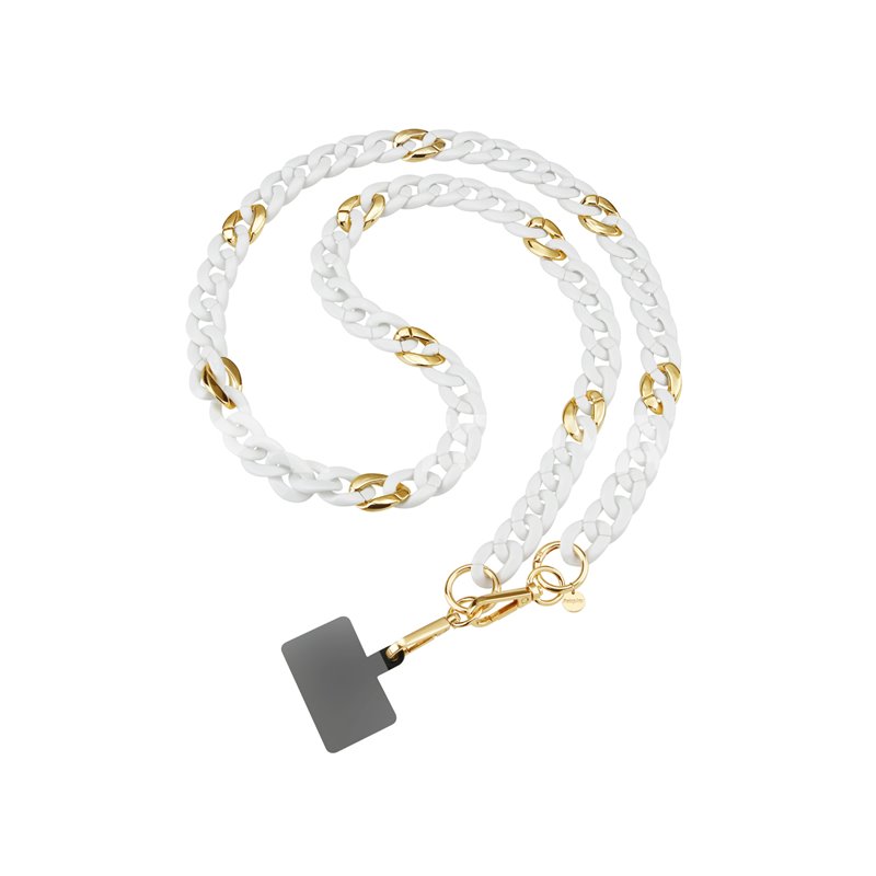 Bijou téléphone portable, Chaine grosse maille 120cm GIULIA (Blanc/Gold) Bijou téléphone portable, Chaine grosse maille 120cm GIULIA (Blanc/Gold)