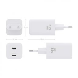 Chargeur Aisens Gan USB-C 65W - Haute efficacité énergétique - Couleur Blanc 