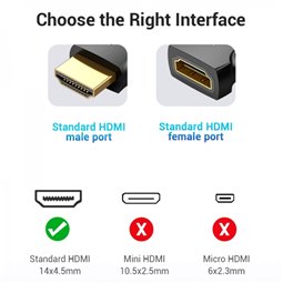 Adaptateur HDMI mâle vers HDMI femelle 4K Vention - Noir