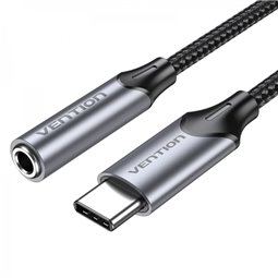 Adaptateur Jack Audio Vention 3,5 mm Femelle vers USB-C - 0,10 m - Couleur Gris