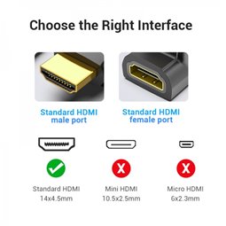Vention Pack de 2 Adaptateurs HDMI Mâle vers HDMI Femelle 4K 90º - Couleur Noir