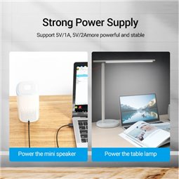 Convertisseur Vention USB mâle vers DC 3,5 mm mâle - 1,5 m - Couleur noire