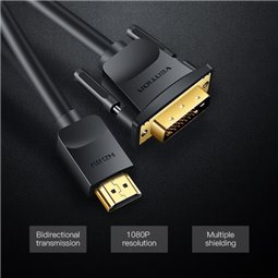 Convertisseur DVI mâle vers HDMI mâle Vention - 3 m - Couleur noire