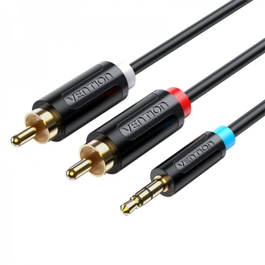 Câble Stéréo Vention Jack 3.5 Mâle vers 2x RCA Mâle - 1m - Couleur Noir Câble Stéréo Vention Jack 3.5 Mâle vers 2x RCA Mâle - 1m - Couleur Noir