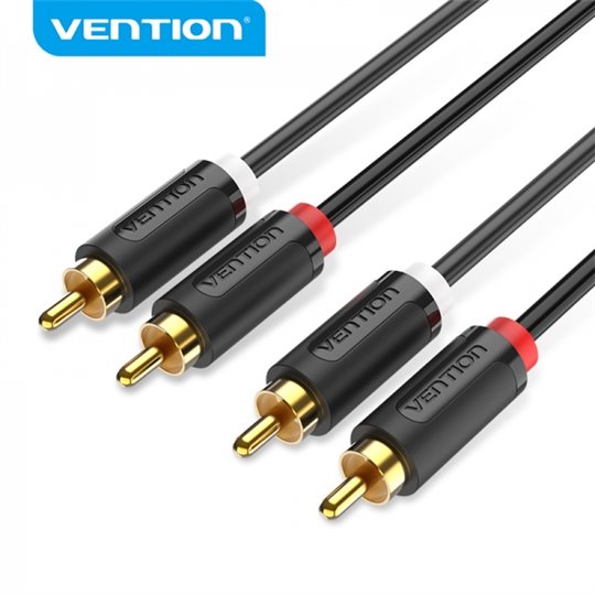 Câble Stéréo Vention 2x RCA Mâle vers 2x RCA Mâle - 1m - Couleur Noir Câble Stéréo Vention 2x RCA Mâle vers 2x RCA Mâle - 1m - Couleur Noir