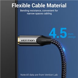 Câble audio fibre optique Vention - 1 m - Gris métallisé