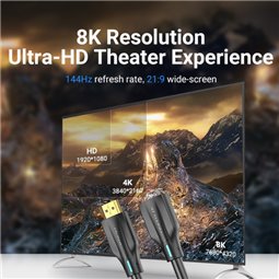 Vention Câble Rallonge HDMI 2.1 8K HDMI Mâle vers HDMI Femelle - 1m - Couleur Noir