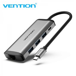Vention Station d'accueil 7 en 1 USB-C vers HDMI 4K/3xUSB3.0/RJ45/SD/TF Reader/PD87W - 0,15m - Couleur Gris