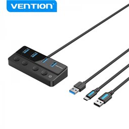 Vention HUB 4 en 1 USB 3.0 vers 4xUSB/USB-C PD avec câble de chargement USB mâle - USB-C - Couleur Noir