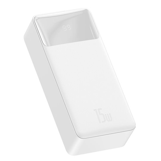 Baseus - Power Bank Bipow (PPBD050202) - Affichage numérique 2xUSB, USB-C, Micro-USB 30000mAh 15W + Câble Micro-USB 0.25m - Blan Baseus - Power Bank Bipow (PPBD050202) - Affichage numérique 2xUSB, USB-C, Micro-USB 30000mAh 15W + Câble Micro-USB 0.25m - Blan