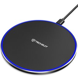 Techsuit - Chargeur sans fil Premium (CHWR031) - Couleurs RVB, 15 W, 3 A - Noir