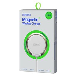 Duzzona - Chargeur sans fil (W1) - avec fixation magnétique sur iPhone et support de bureau, 15 W - Blanc