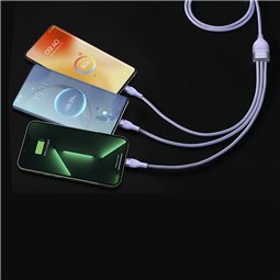 Baseus - Câble de données Flash Series 2 (CASS040005) - Charge rapide, USB vers Type-C, Lightning, Micro-USB, 66 W, 1,2 m Violet