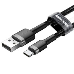 Baseus - Câble de données Cafule (CATKLF-AG1) - USB vers Type-C, charge rapide, 3 A, 480 Mbps, 0,5 m - Gris / Noir