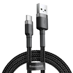 Baseus - Câble de données Cafule (CATKLF-AG1) - USB vers Type-C, charge rapide, 3 A, 480 Mbps, 0,5 m - Gris / Noir