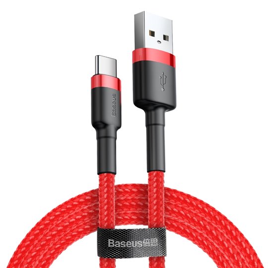Baseus - Câble de données Cafule (CATKLF-A09) - USB vers Type-C, 3 A, 0,5 m - Rouge Baseus - Câble de données Cafule (CATKLF-A09) - USB vers Type-C, 3 A, 0,5 m - Rouge