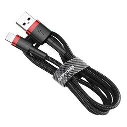 Baseus - Câble de données Cafule (CALKLF-B19) - USB vers Lightning, 2,4 A, 1 m - Rouge Noir