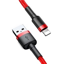 Baseus - Câble de données Cafule (CALKLF-A09) - USB vers Lightning, charge rapide, QC3.0, 2,4 A, 0,5 m - Rouge