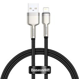 Baseus - Câble de données série Cafule en métal (CALJK-01) - USB vers Lightning, 2,4 A, 480 Mbps, 25 cm - Noir