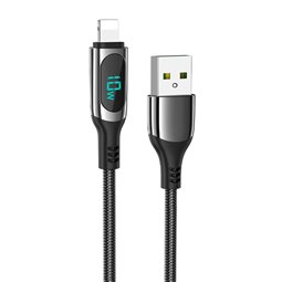 Hoco - Câble de données Extreme (S51) - USB vers Lightning, affichage de la puissance de charge, 2,4 A, 1,2 m - Noir