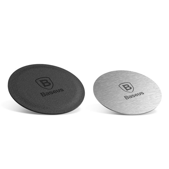 Baseus - (pack de 2) Plaque métallique (ACDR-A0S) - avec cuir PU et combinaison en fer - Noir / Argent Baseus - (pack de 2) Plaque métallique (ACDR-A0S) - avec cuir PU et combinaison en fer - Noir / Argent