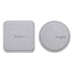 Ringke - Plaque métallique (lot de 2) - Revêtement en cuir PU - Argent