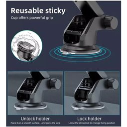 Techsuit - Support de voiture (S113) - Gravity Grip pour tableau de bord, pare-brise - Noir