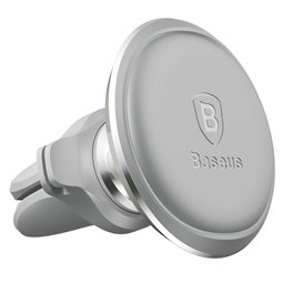 Baseus - Support de voiture (C40141201S13-00) - Poignée magnétique pour support de grille d'aération avec clip de câble - Argent